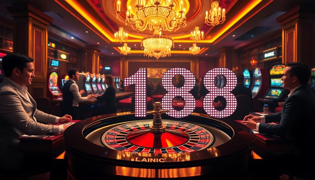 Exciting gaming scene at a casino showing players at a roulette table with C168 theme.