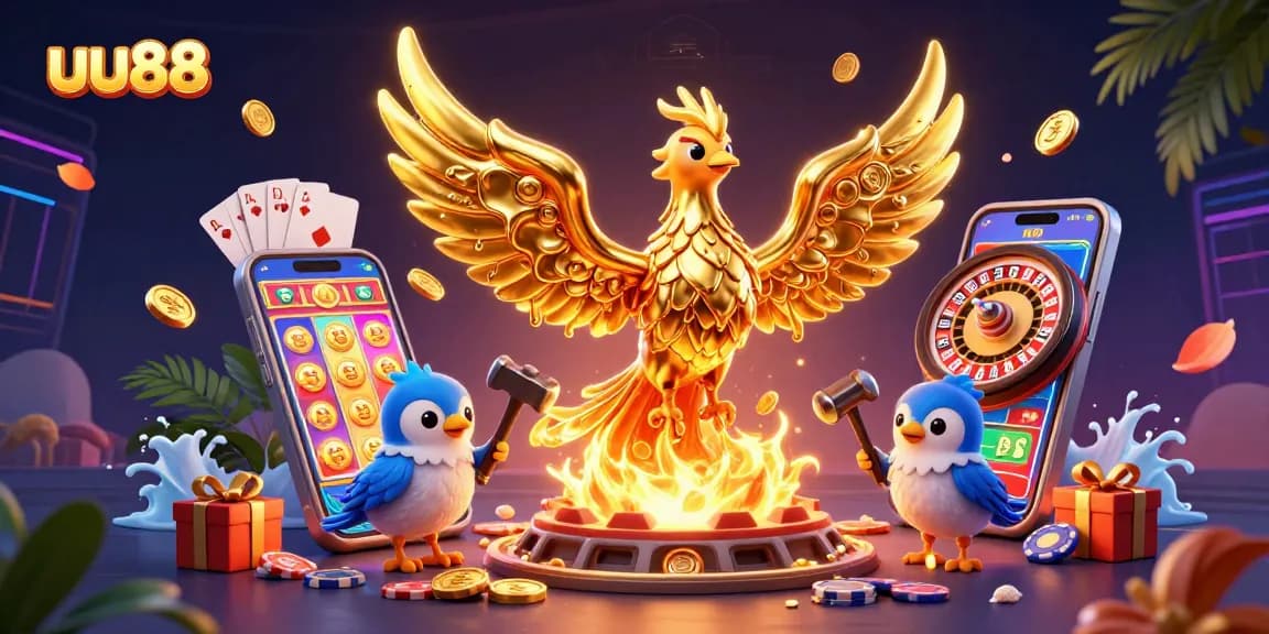 uu88 immerses players in exciting gaming with molten gold phoenix and vibrant slots action.