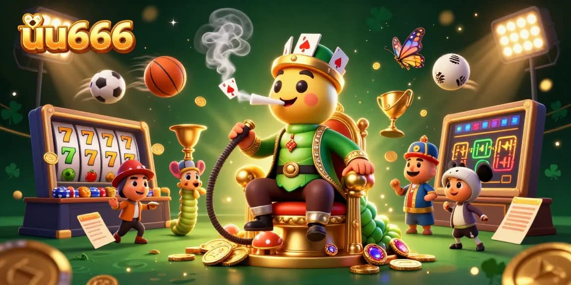Win big at uu666 with an extravagant gambling scene featuring a playful caterpillar and vibrant slots.