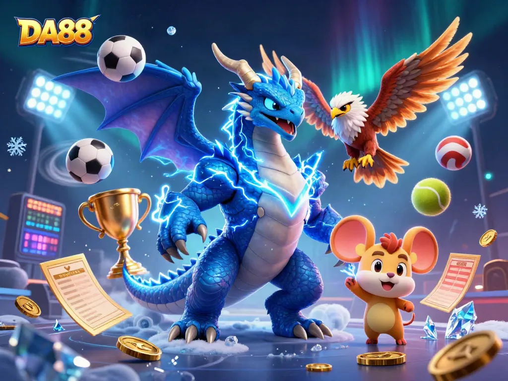 Experience thrilling gaming at DA88 with a dynamic scene featuring exciting sports betting elements.