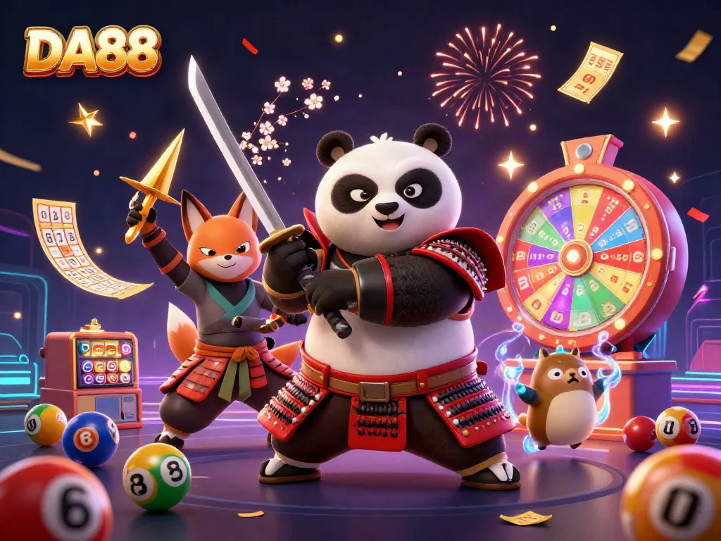Experience the thrill of DA88 with engaging lottery adventures featuring dynamic characters and vibrant elements.