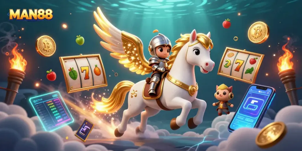 Experience thrilling gameplay at MAN88 with vibrant, rich 3D illustrations and engaging casino elements.