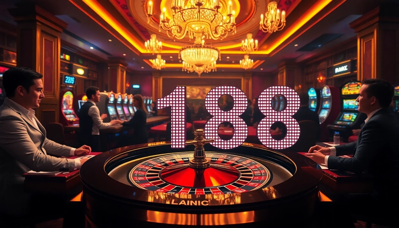Exciting gaming scene at a casino showing players at a roulette table with C168 theme.