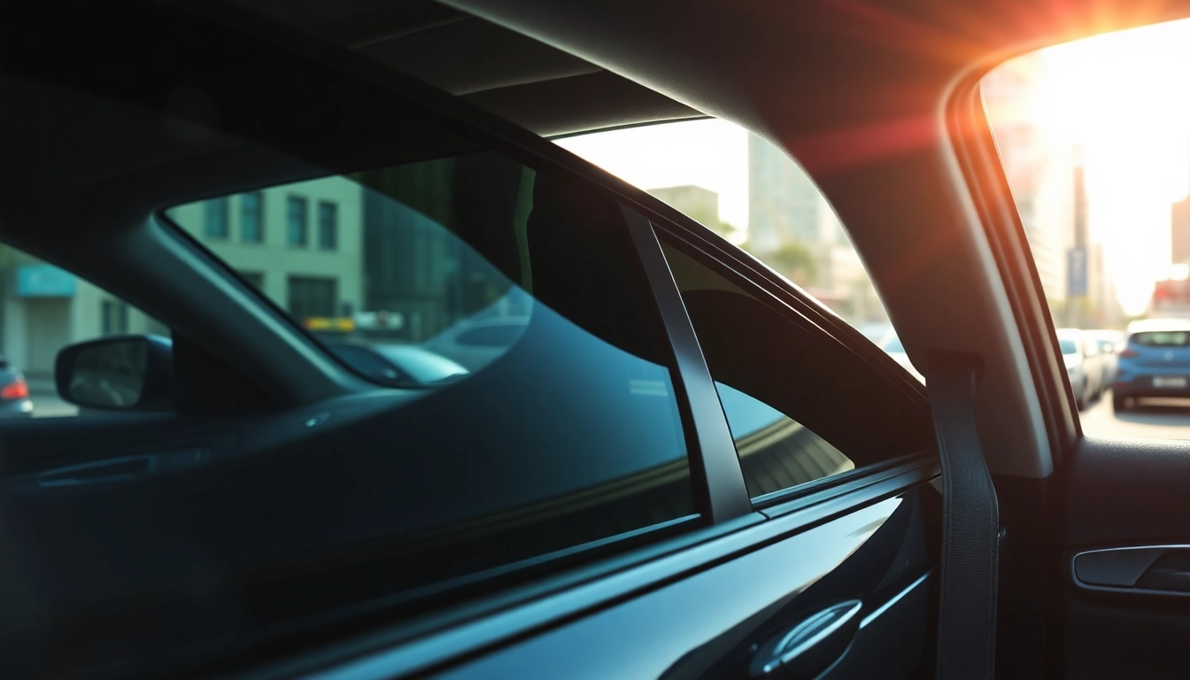 Enhance your car's look and feel with ceramic window tint featuring sleek reflections.