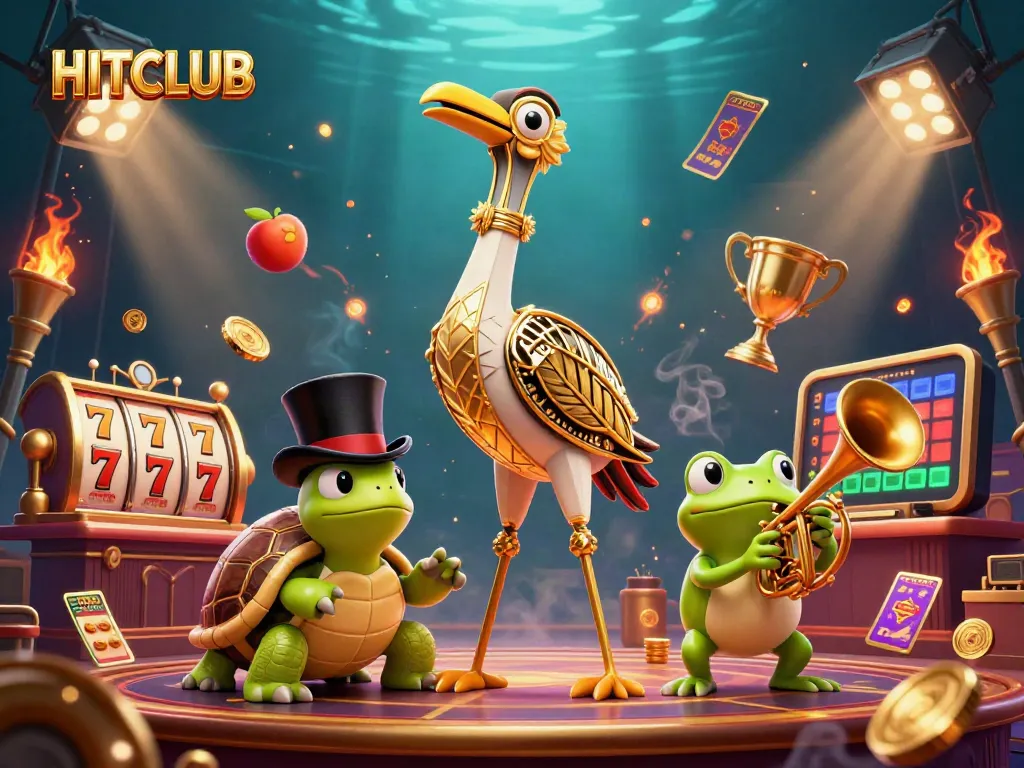 Experience HITCLUB gaming with vibrant slots and charming characters in a dynamic atmosphere.