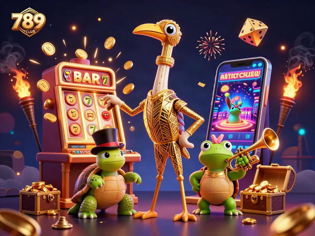 Experience a slot jackpot explosion at 789CLUB with vibrant characters and dynamic gaming elements.