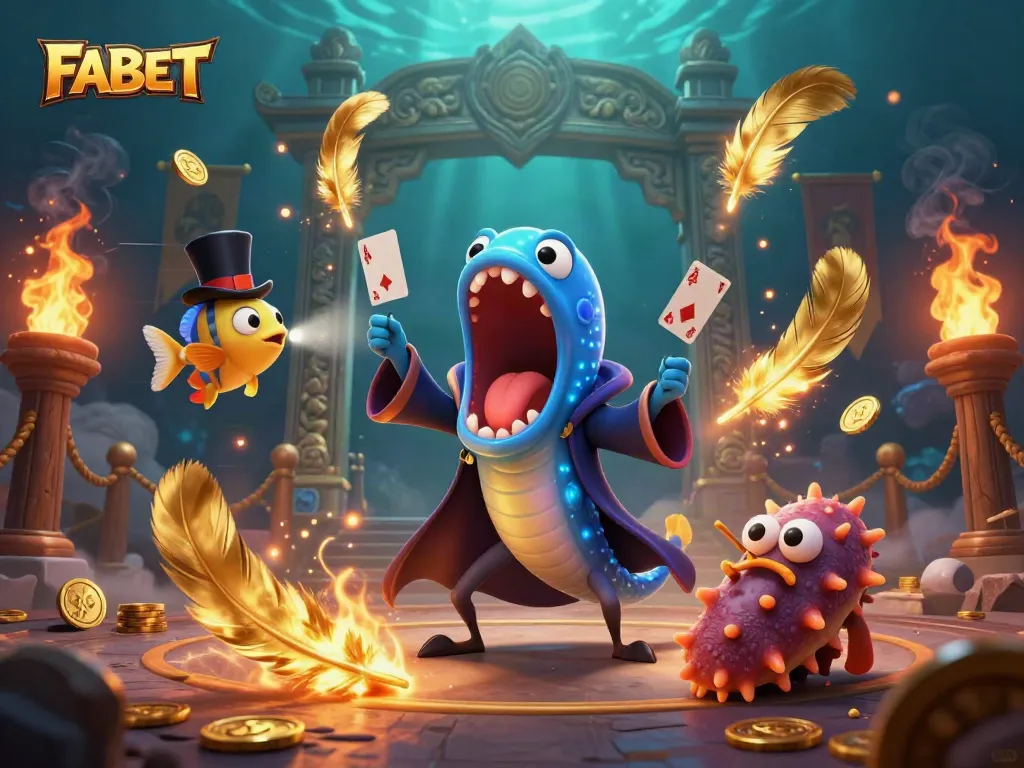 Engage with FABET's thrilling underwater casino magic featuring deep-sea creatures performing stunning tricks.