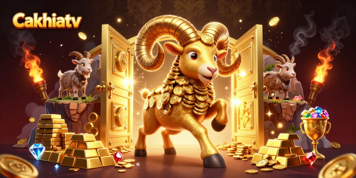 Cakhiatv offers an immersive experience watching football with vibrant 3D visuals and golden elements.