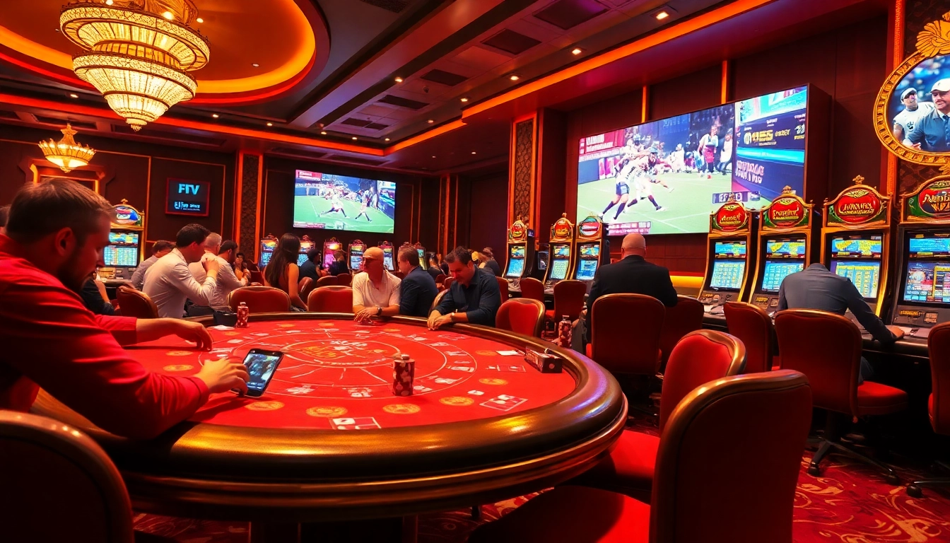 Engage with the thrilling experience of cakhia tv as players enjoy live sports betting in a luxurious casino setting.