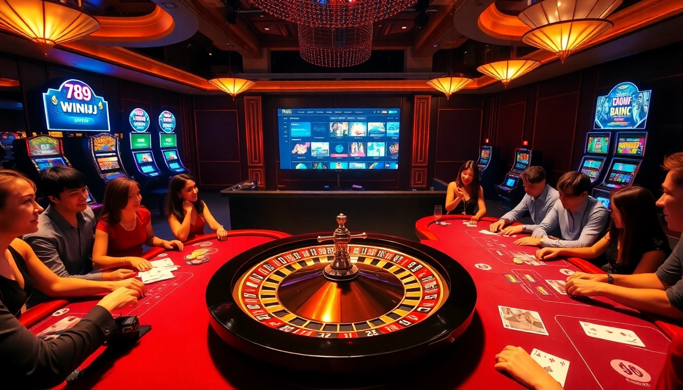Engaging scene of gamblers at 789winjj.com casino tables showcasing vibrant gaming action.