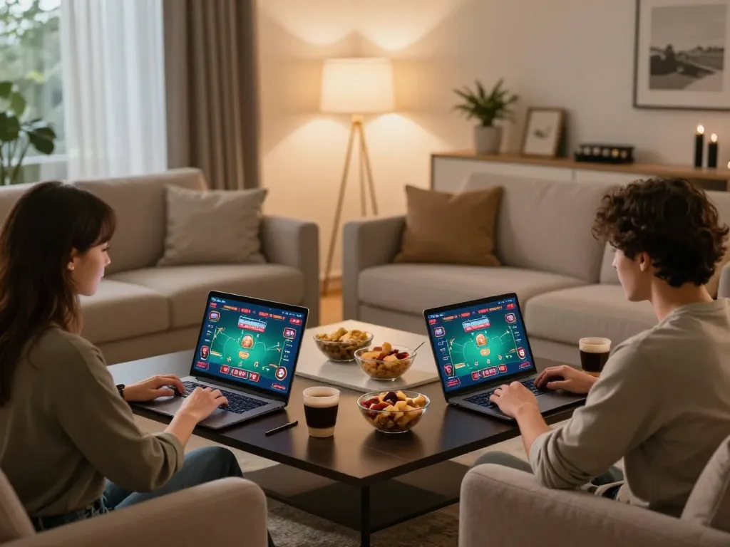 Players enjoying gameplay on hm88 com while betting strategically at home.