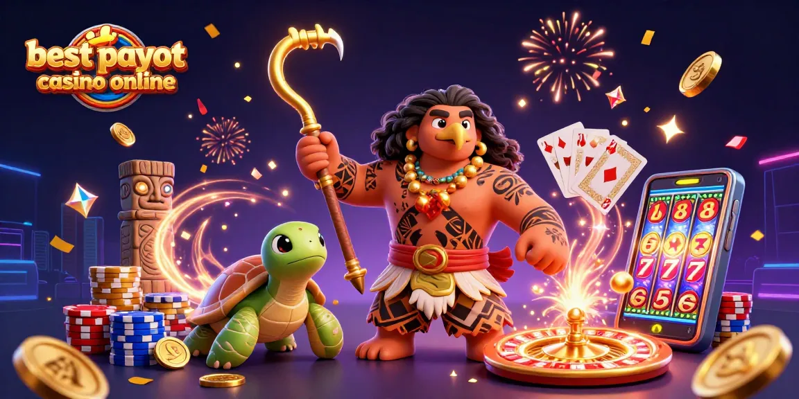 Explore the vibrant world of the best payout casino online through a dynamic 3D illustration.