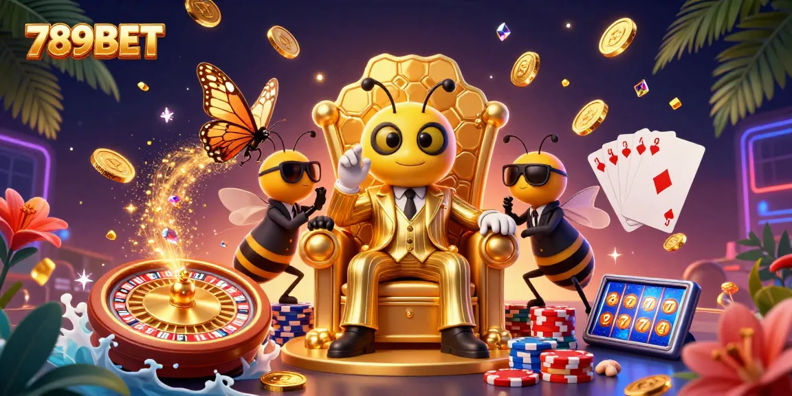 Join the excitement with 789BET while playing with golden coins and dazzling slot reels in this vibrant scene!